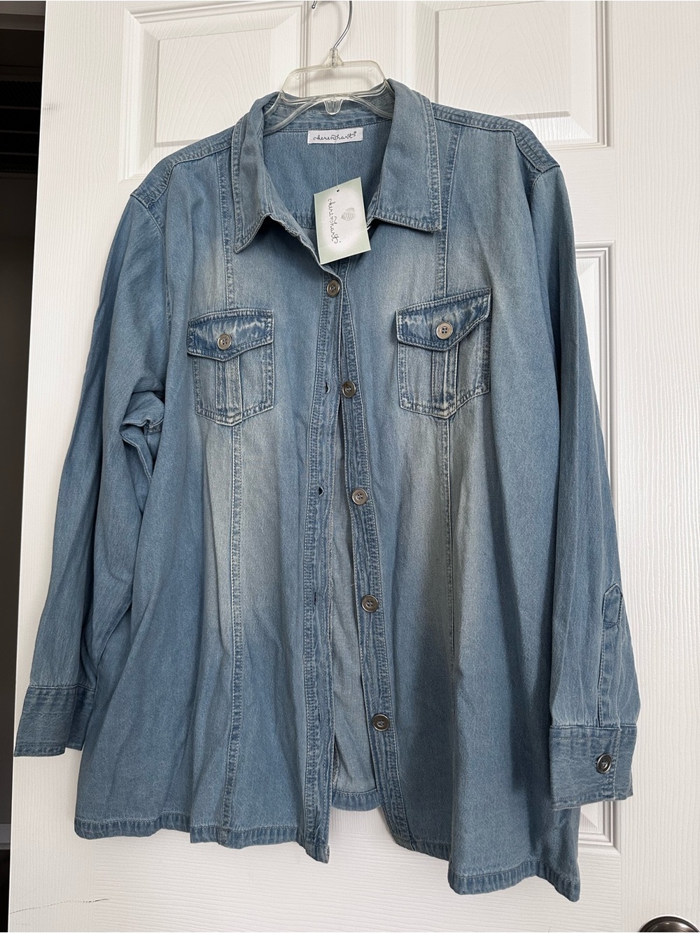 KEREN hart Light Blue Denim Button-Down Shirt